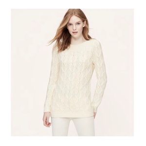 LOFT Cable Knit Sweater Ballet Boatneck
